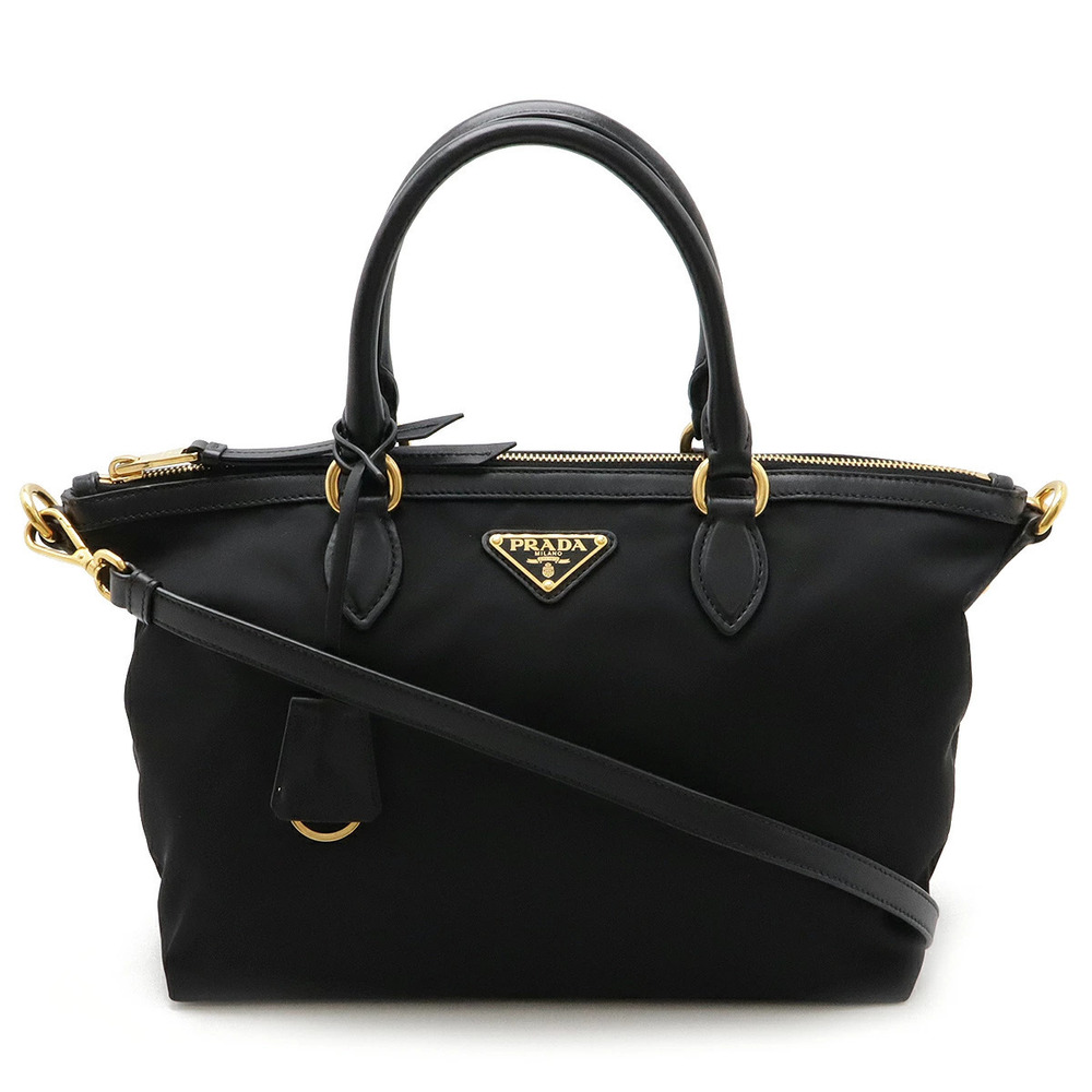 Prada Handbag Tote Bag Crossbody Leather NERO Black